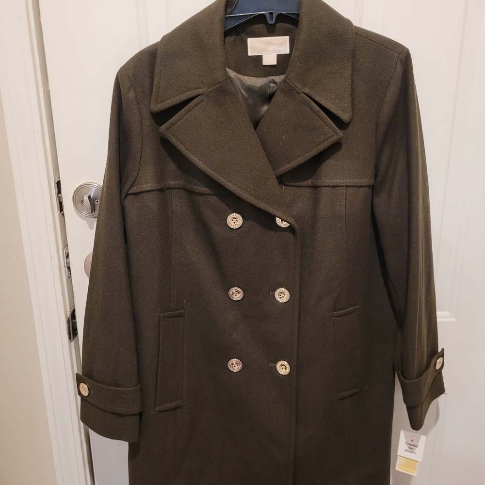 NWT Olive Green Double-Breasted Women's Michael Kors Coat.